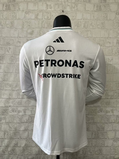 CAMISOLA F1 MERCEDES x ADIDAS 2025 MANGAS LONGAS - BRANCO