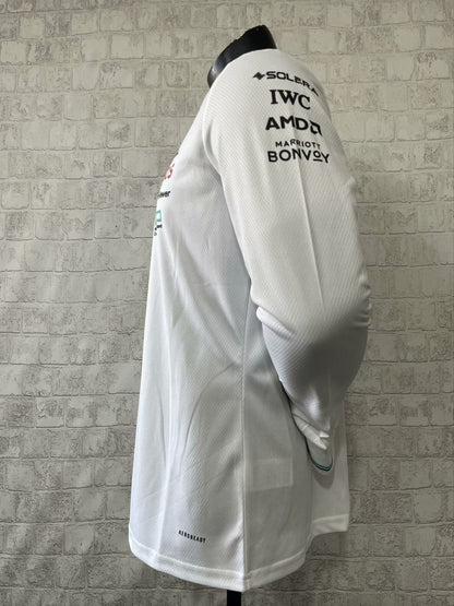 CAMISOLA F1 MERCEDES x ADIDAS 2025 MANGAS LONGAS - BRANCO