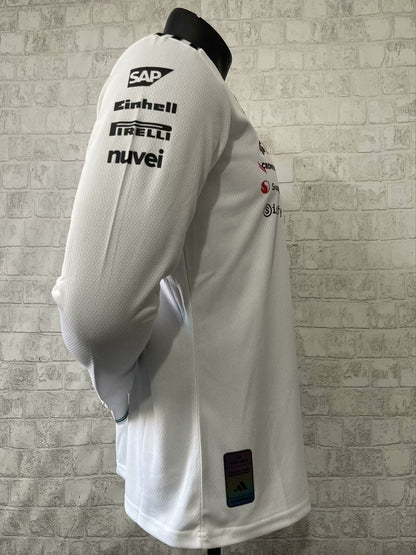 CAMISOLA F1 MERCEDES x ADIDAS 2025 MANGAS LONGAS - BRANCO