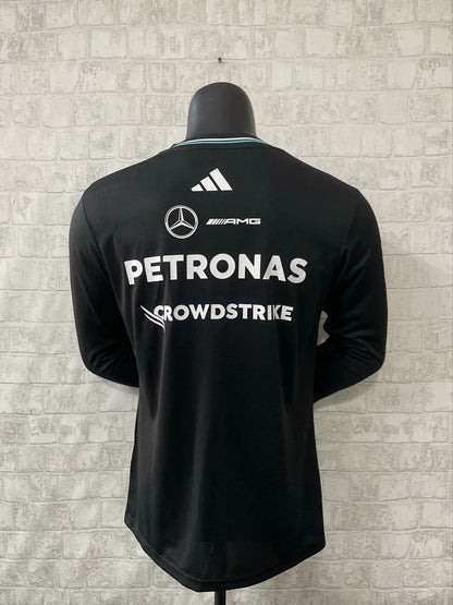 CAMISOLA F1 MERCEDES x ADIDAS 2025 MANGAS LONGAS - PRETO