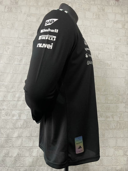CAMISOLA F1 MERCEDES x ADIDAS 2025 MANGAS LONGAS - PRETO