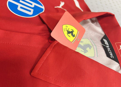 Camisola F1 Ferrari 2025 com Botões – Camisa Vermelha Racing